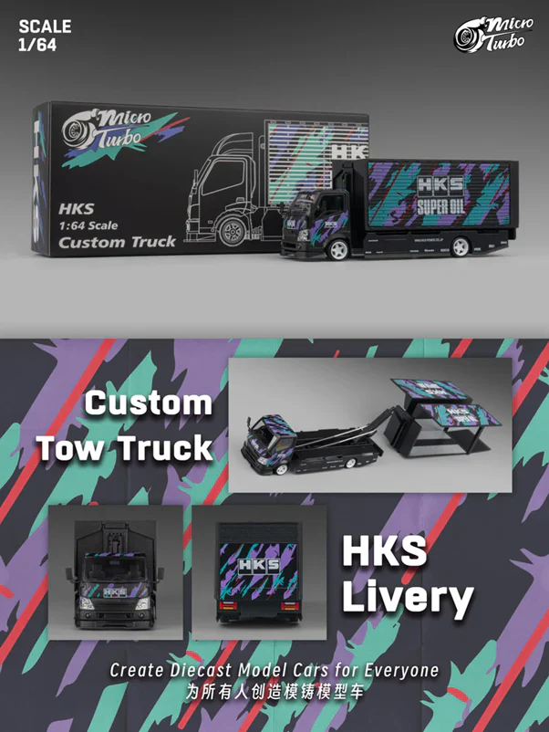 Micro Turbo HKS Custom Gull Wing Truck - Metallic Black